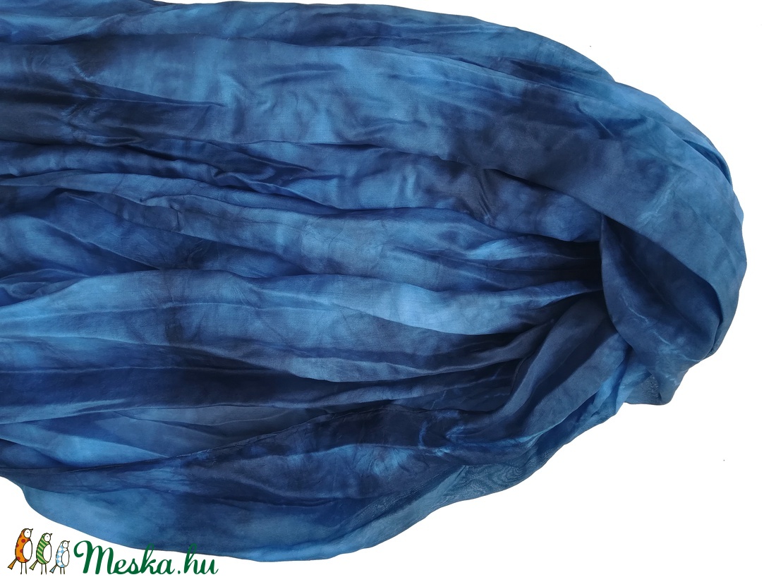 kék vihar  selyemsál STÓLA méretben - ruha & divat - sál, sapka, kendő - sál - Meska.hu