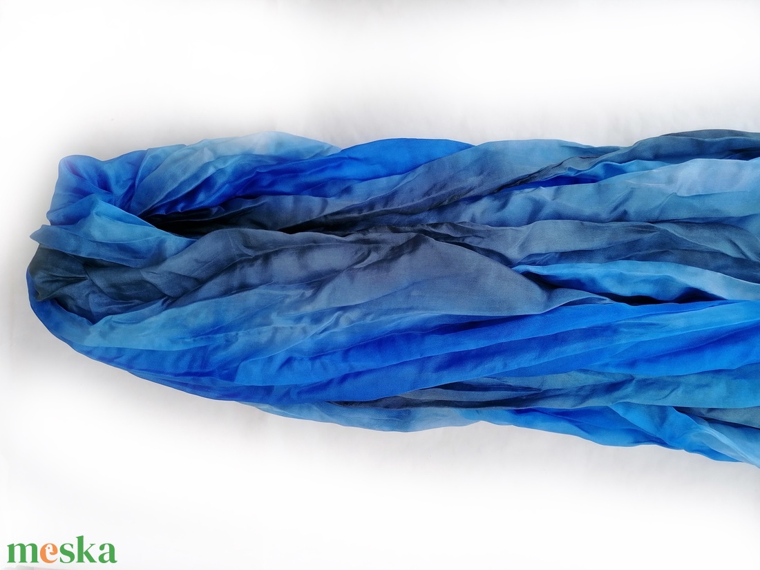 kék és szürke selyemsál STÓLA méretben - ruha & divat - sál, sapka, kendő - sál - Meska.hu