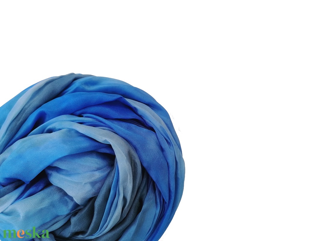 kék és szürke selyemsál STÓLA méretben - ruha & divat - sál, sapka, kendő - sál - Meska.hu
