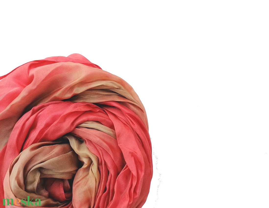 beige és korall selyemsál STÓLA méretben - ruha & divat - sál, sapka, kendő - stóla - Meska.hu