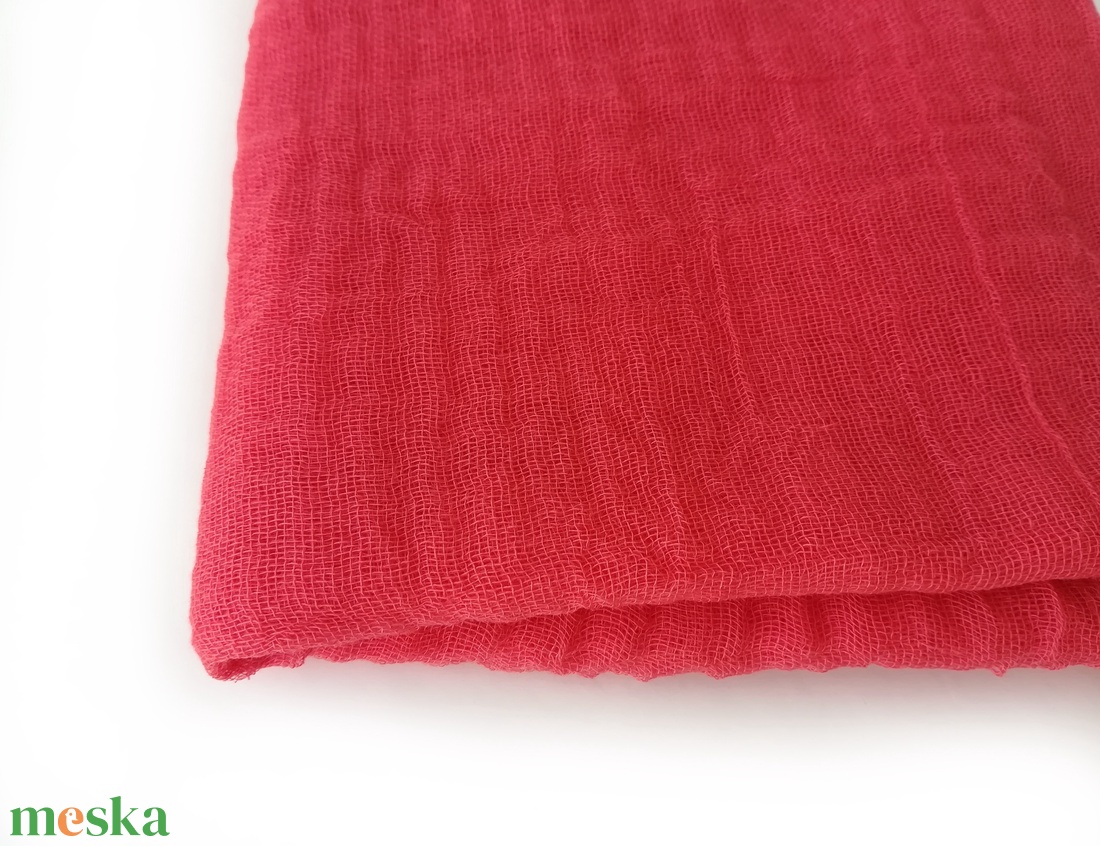 világos piros géz-sál  - ruha & divat - sál, sapka, kendő - sál - Meska.hu