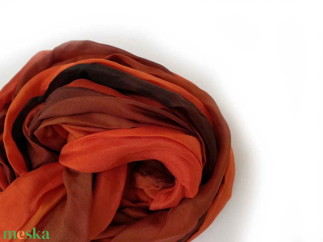 égetett narancs  selyemsál STÓLA méretben - ruha & divat - sál, sapka, kendő - sál - Meska.hu