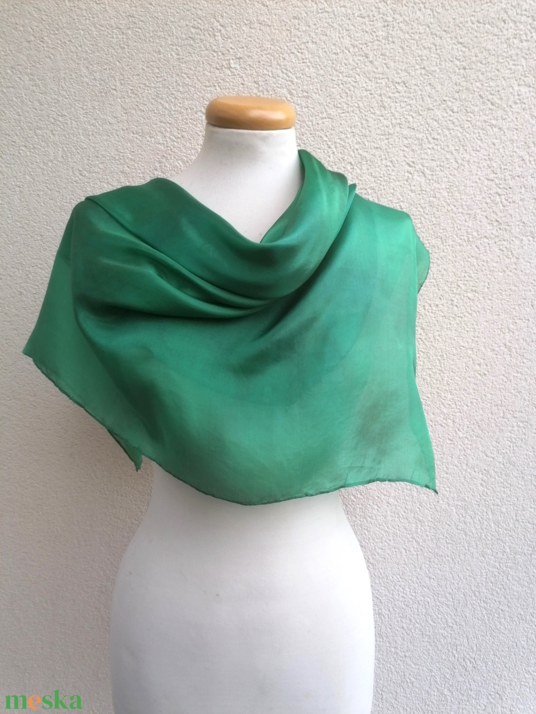 zöld selyemkendő 90x90cm - ruha & divat - sál, sapka, kendő - kendő - Meska.hu