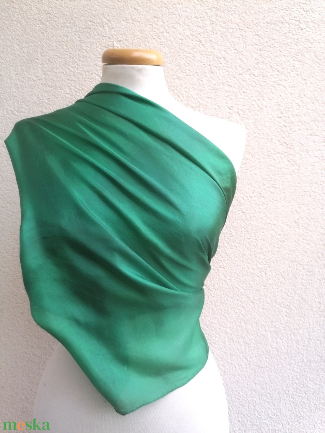 zöld selyemkendő 90x90cm - ruha & divat - sál, sapka, kendő - kendő - Meska.hu