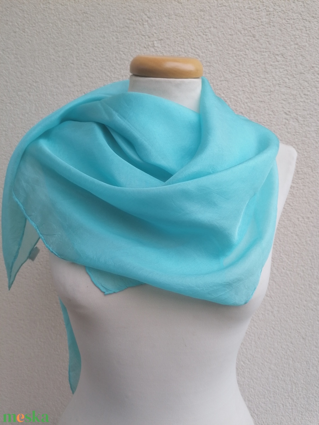 türkiz selyemkendő 90x90cm - ruha & divat - sál, sapka, kendő - kendő - Meska.hu