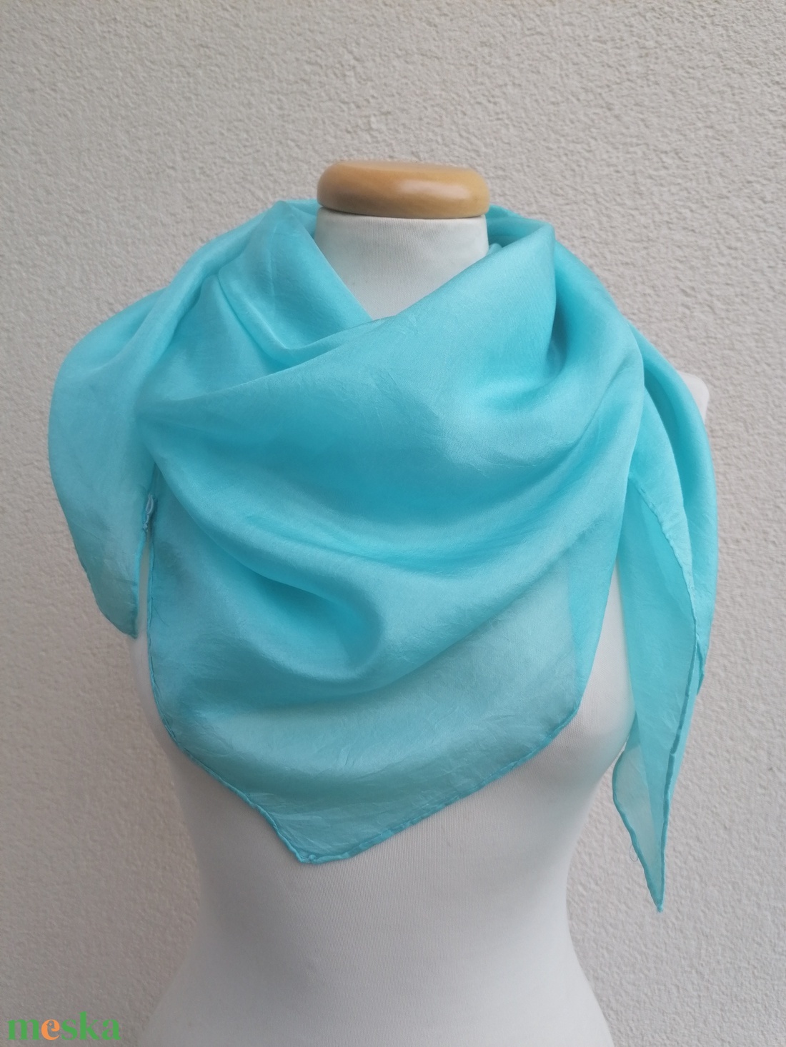 türkiz selyemkendő 90x90cm - ruha & divat - sál, sapka, kendő - kendő - Meska.hu