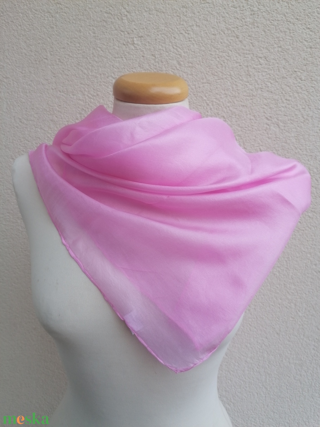 halvány pink selyemkendő - ruha & divat - sál, sapka, kendő - sál - Meska.hu