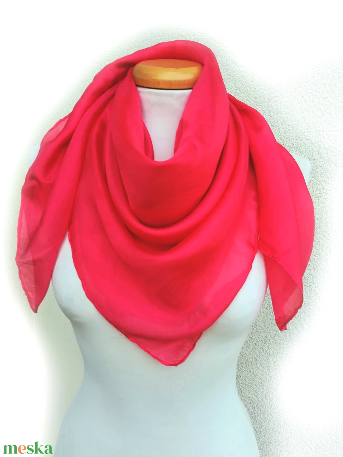 piros selyemkendő 90x90cm - ruha & divat - sál, sapka, kendő - kendő - Meska.hu