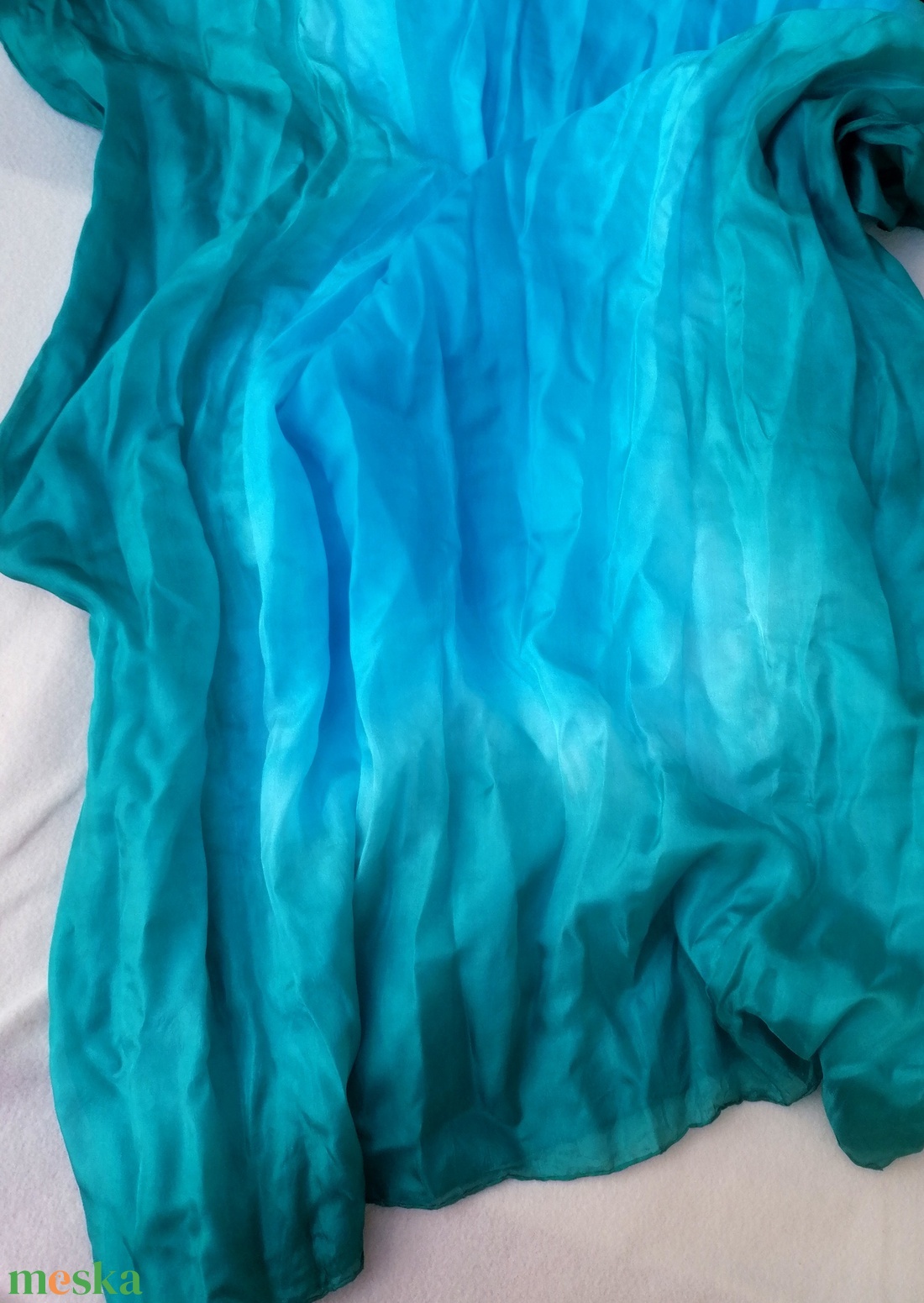 Türkiz és petrol selyemsál STÓLA méretben - ruha & divat - sál, sapka, kendő - sál - Meska.hu
