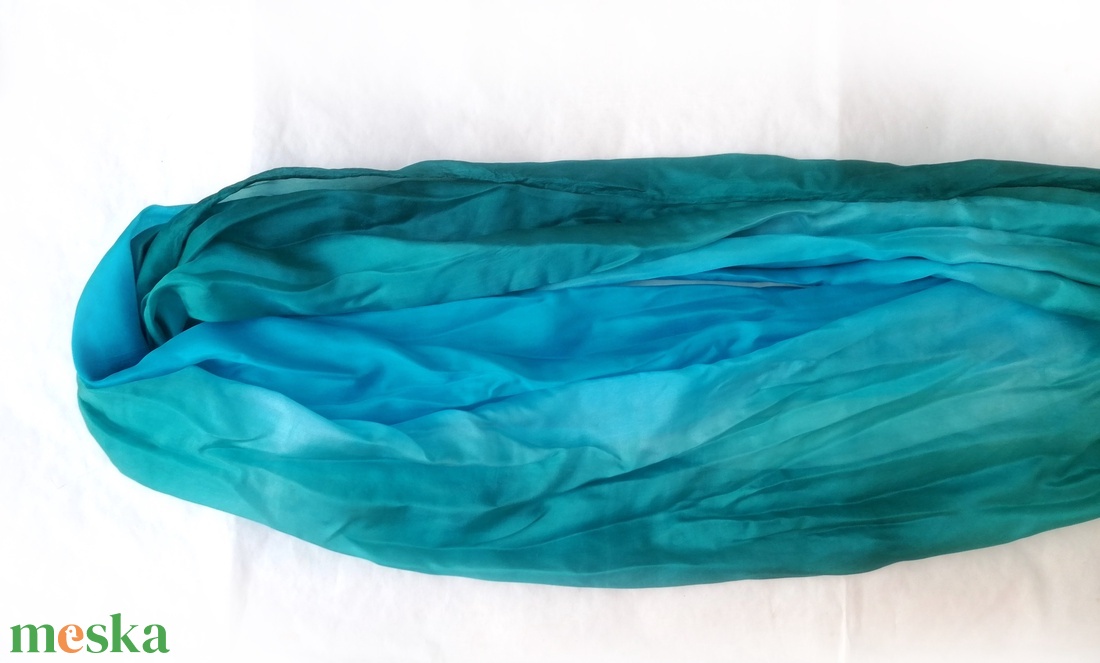 Türkiz és petrol selyemsál STÓLA méretben - ruha & divat - sál, sapka, kendő - sál - Meska.hu