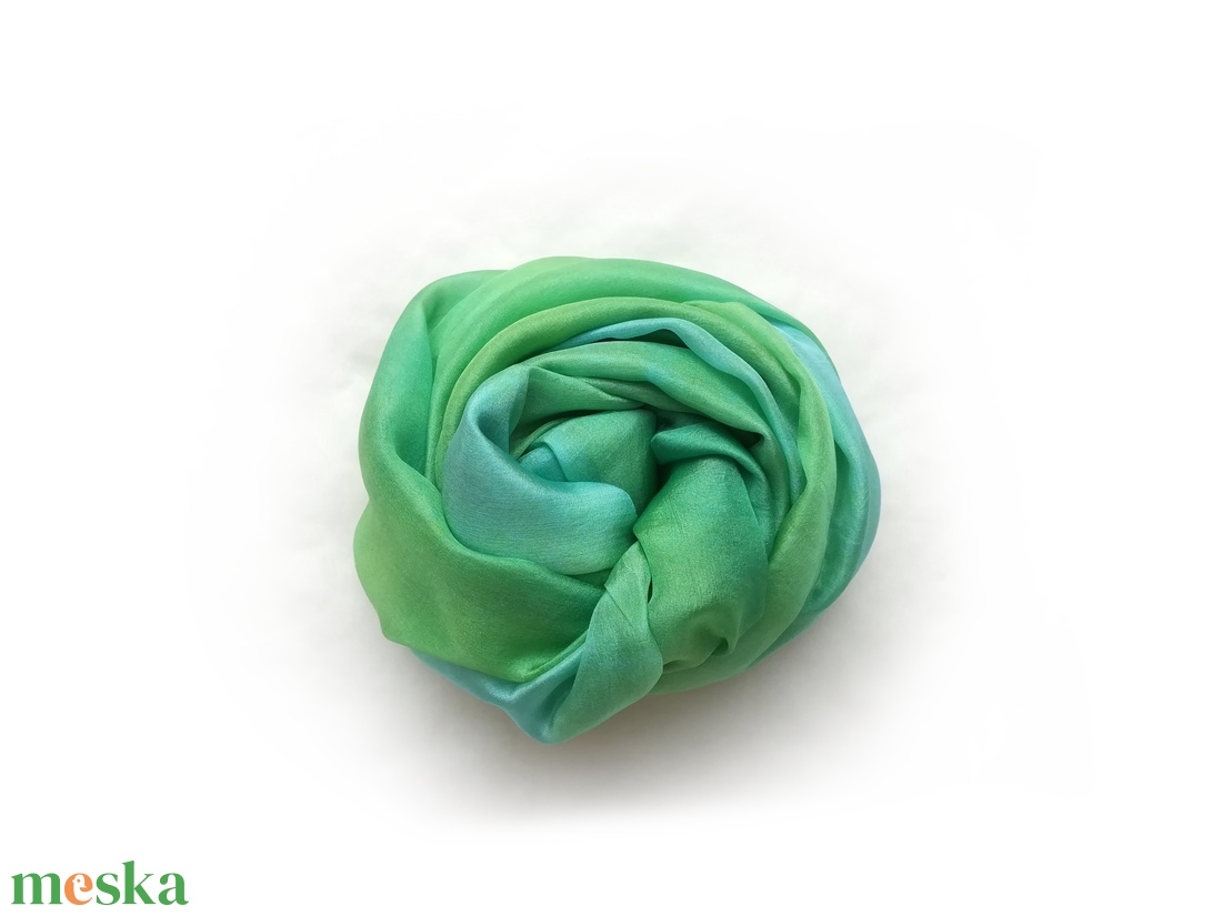 zöld tenger selyemsál - ruha & divat - sál, sapka, kendő - sál - Meska.hu