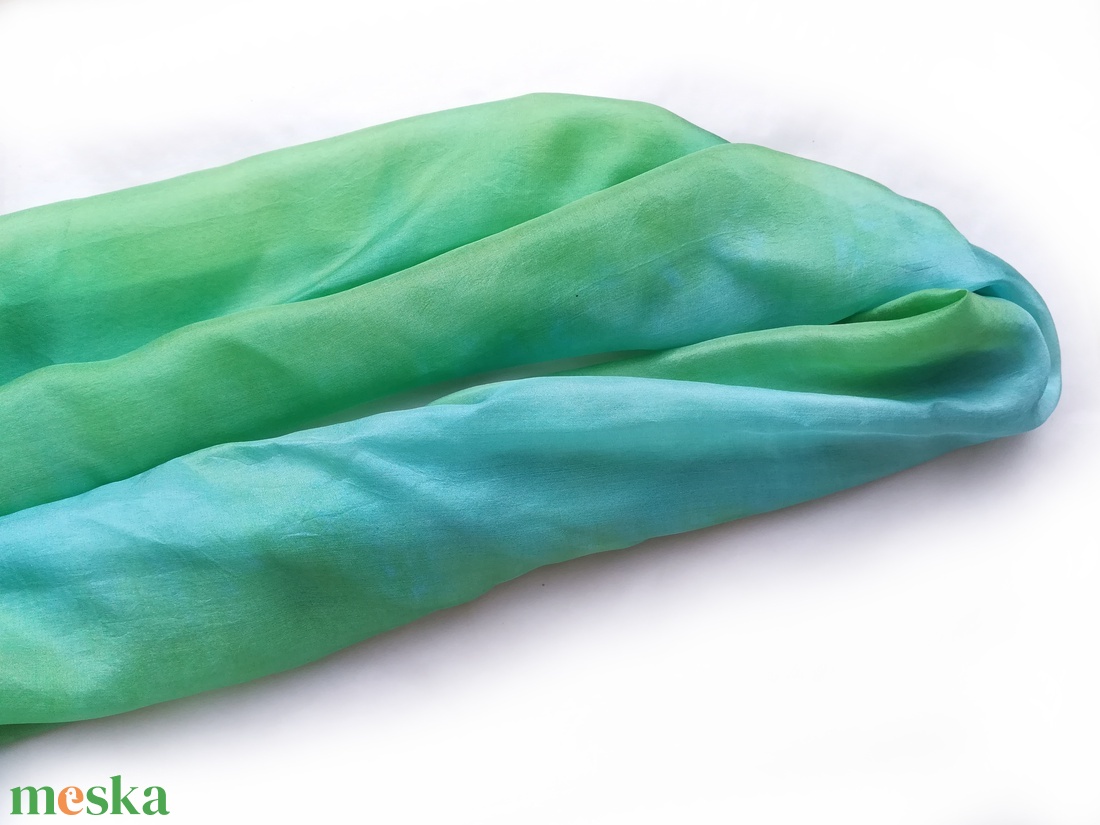 zöld tenger selyemsál - ruha & divat - sál, sapka, kendő - sál - Meska.hu