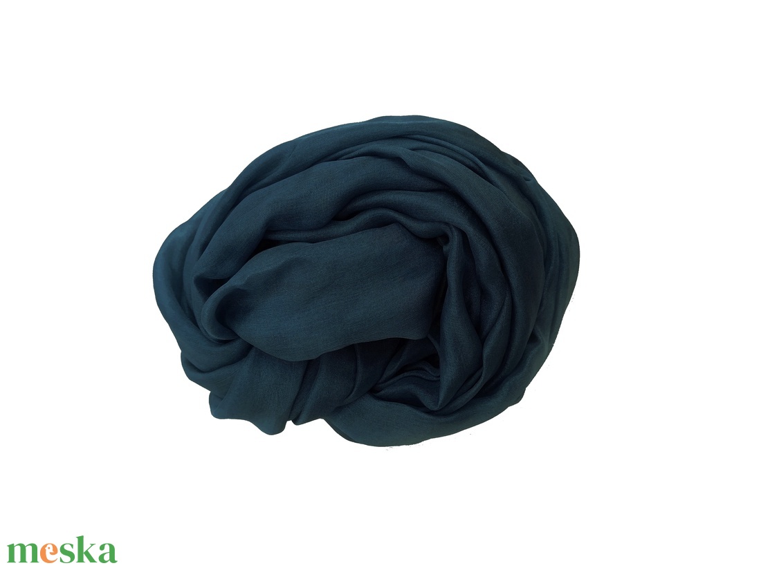 sötétkék selyemsál - ruha & divat - sál, sapka, kendő - sál - Meska.hu