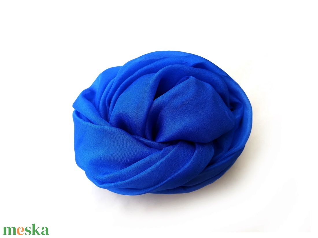 királykék  selyemsál  - ruha & divat - sál, sapka, kendő - sál - Meska.hu