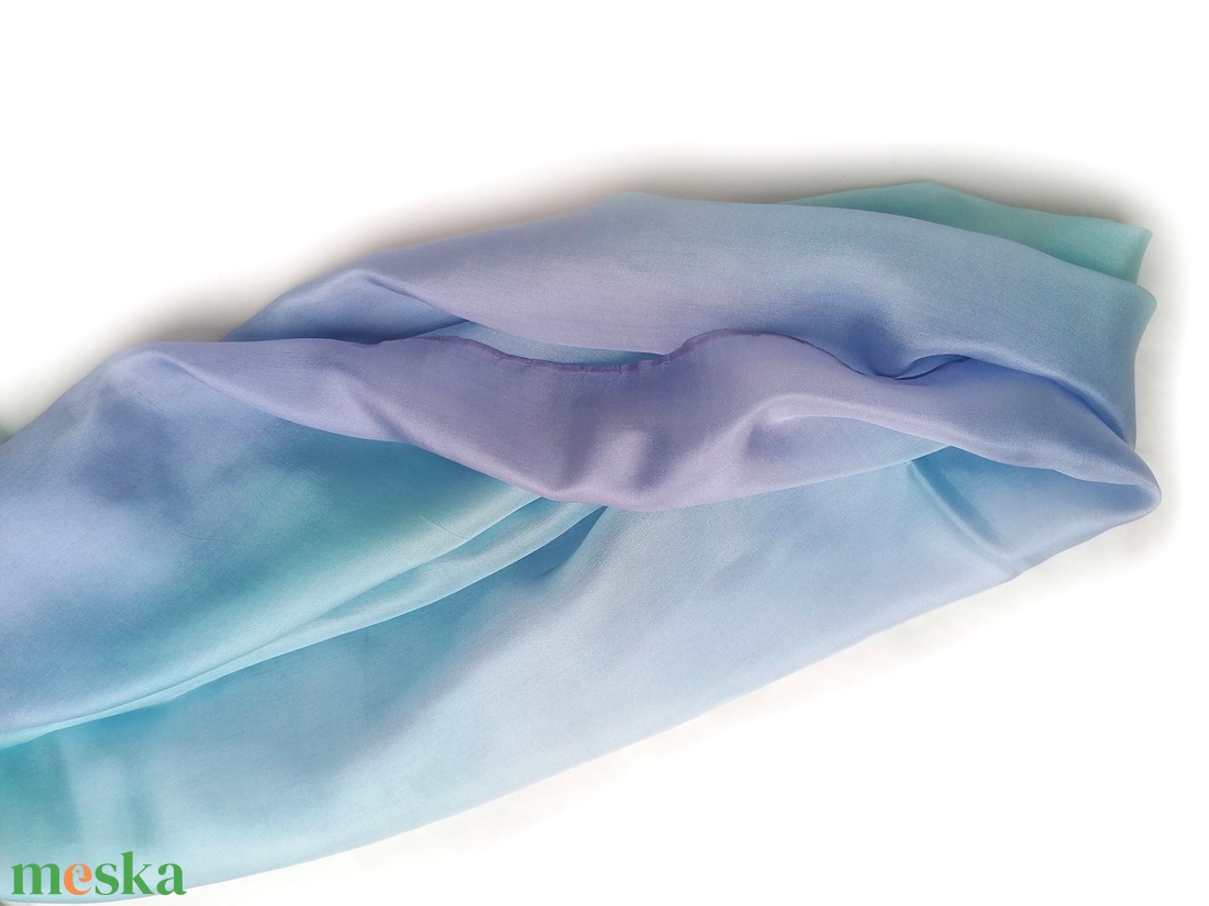 kékes-lilás  selyemsál  - ruha & divat - sál, sapka, kendő - sál - Meska.hu