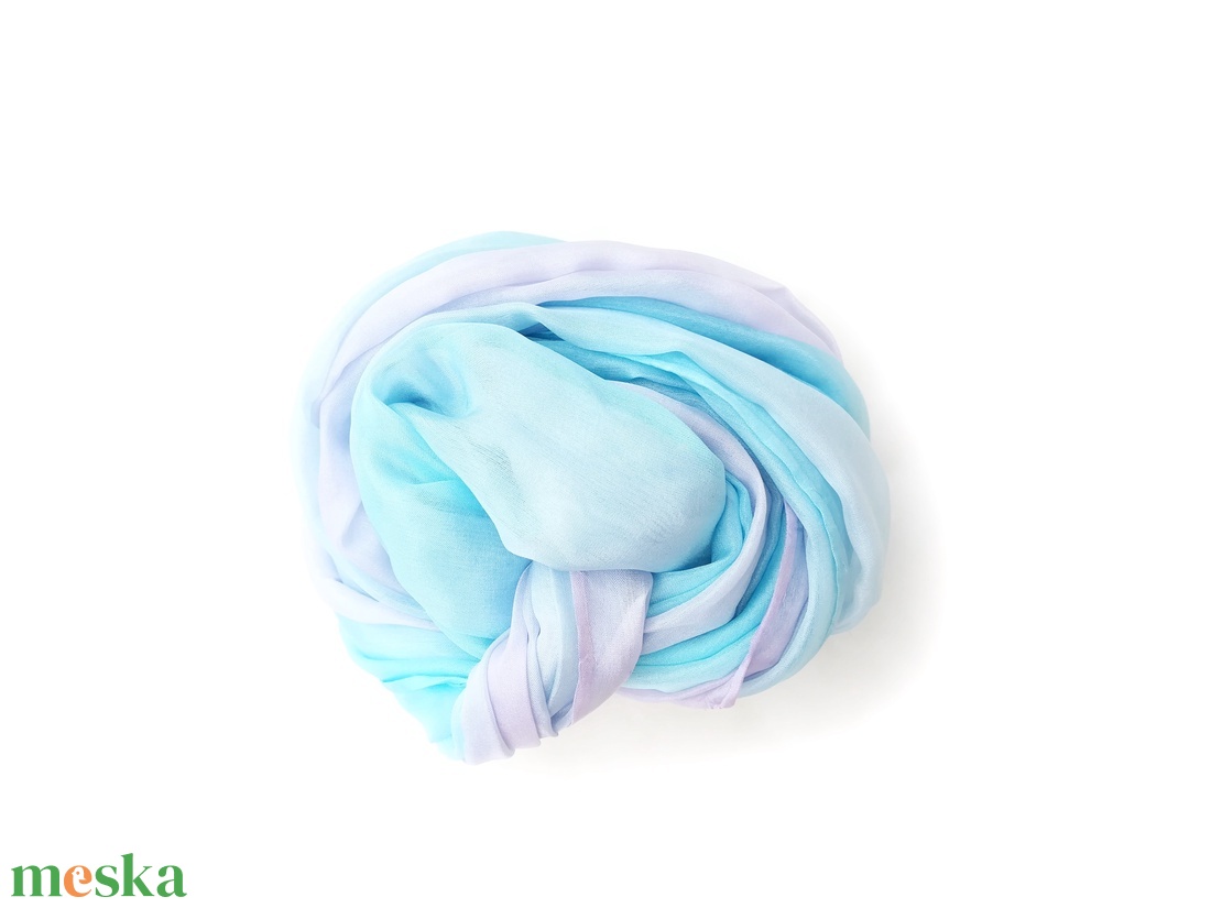 türkizes-lilás  selyemsál  - ruha & divat - sál, sapka, kendő - sál - Meska.hu