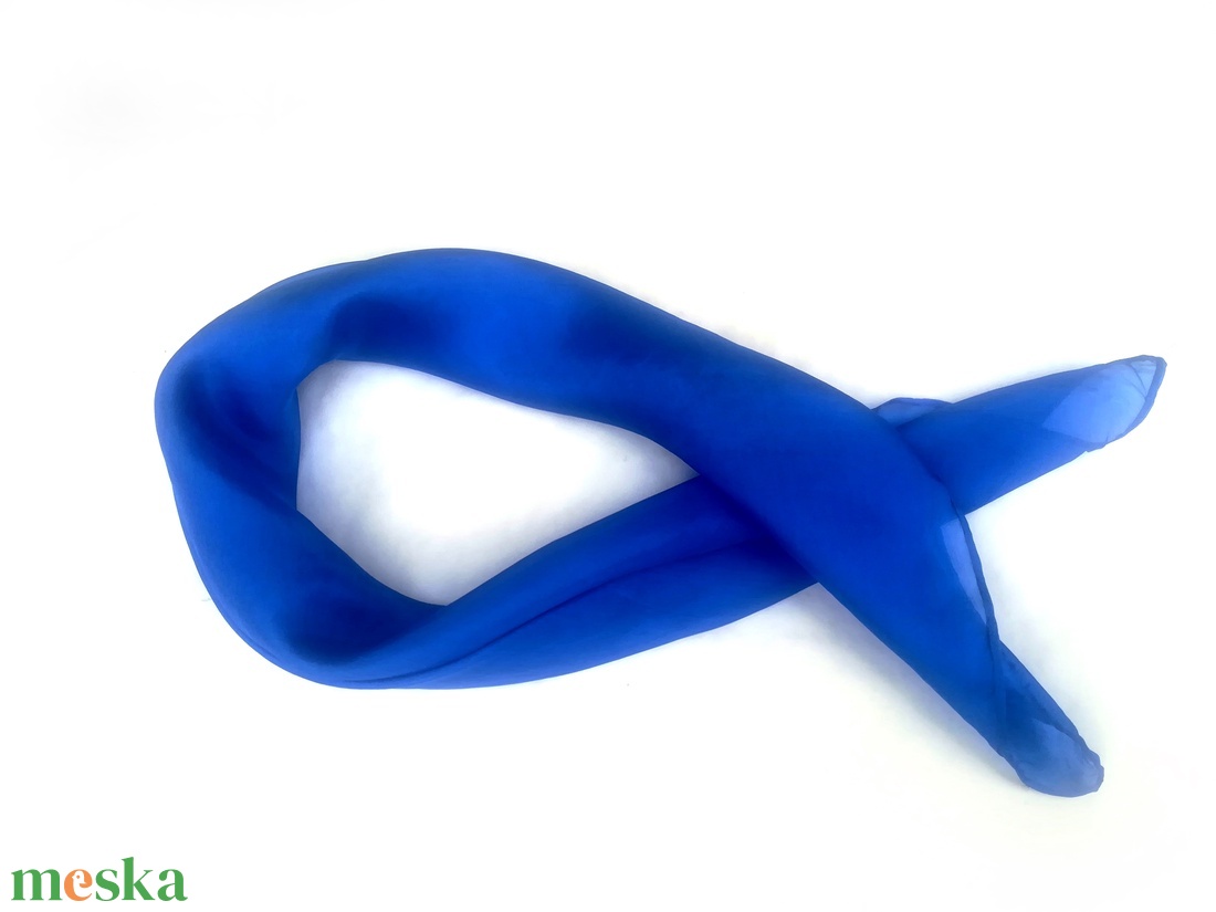 király kék kis selyemkendő 55x55cm - ruha & divat - sál, sapka, kendő - kendő - Meska.hu