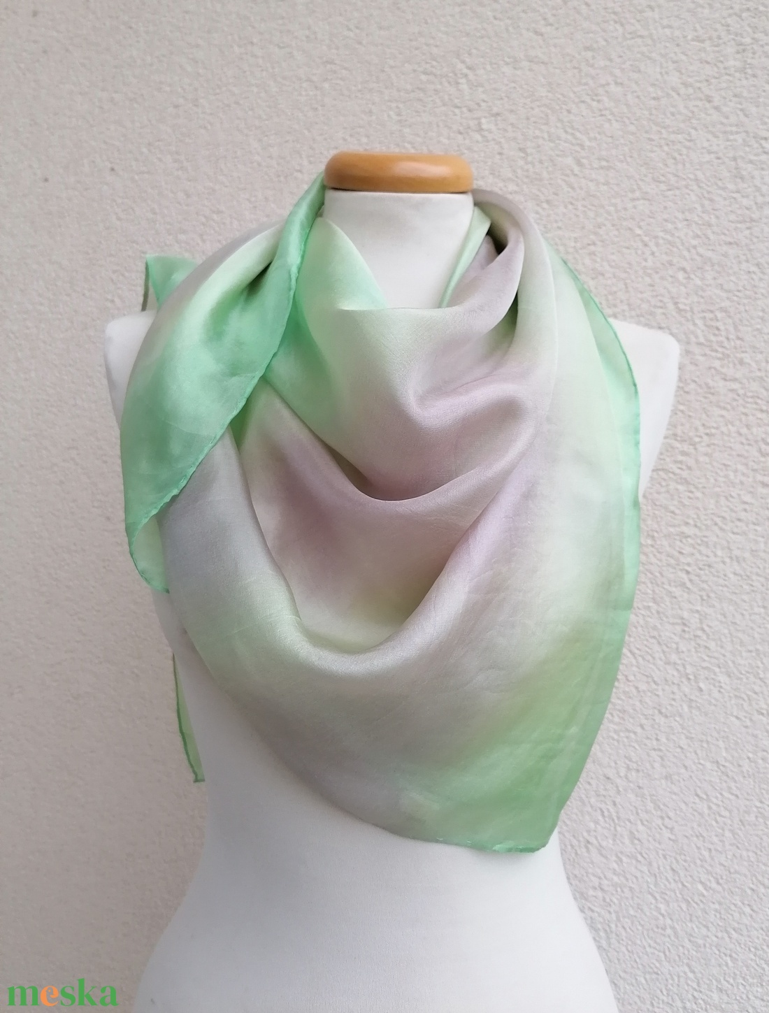 hűvös pasztell selyemkendő 90x90 - ruha & divat - sál, sapka, kendő - kendő - Meska.hu