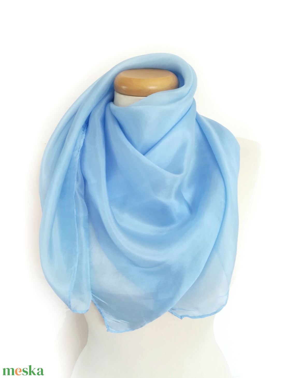 égkék  selyemkendő - ruha & divat - sál, sapka, kendő - sál - Meska.hu