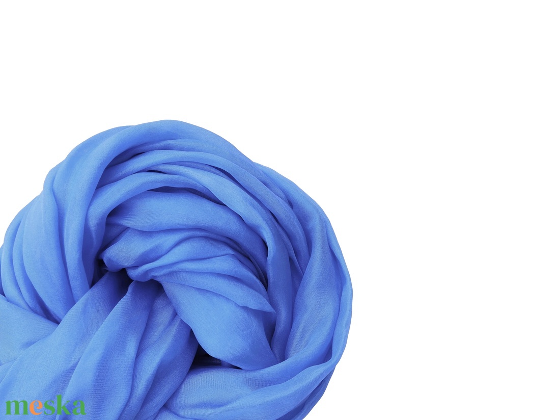 kobalt kék selyemsál STÓLA méretben - ruha & divat - sál, sapka, kendő - sál - Meska.hu