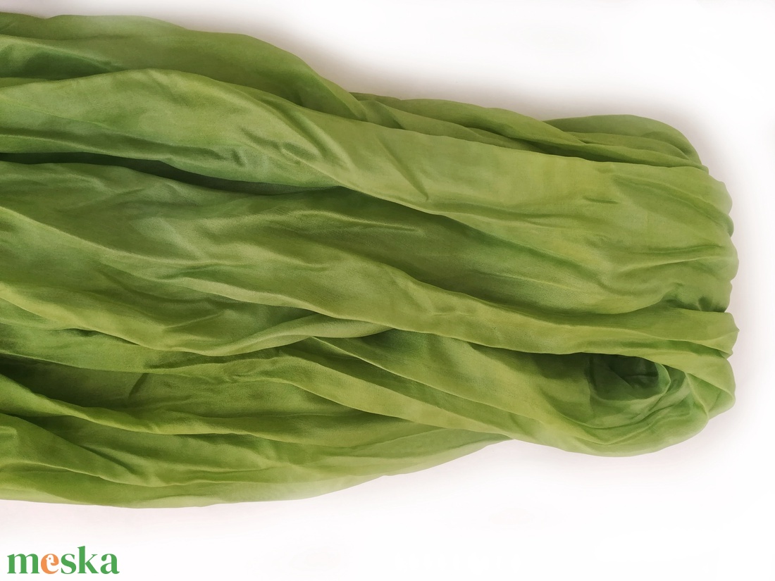 olíva zöld selyemsál STÓLA méretben - ruha & divat - sál, sapka, kendő - sál - Meska.hu