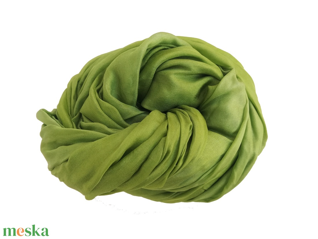 olíva zöld selyemsál STÓLA méretben - ruha & divat - sál, sapka, kendő - sál - Meska.hu