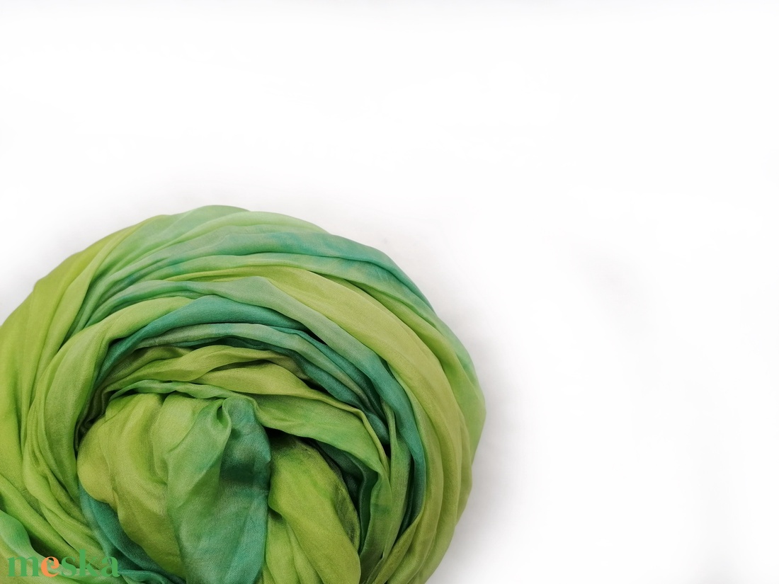 zöld duett selyemsál STÓLA méretben - ruha & divat - sál, sapka, kendő - sál - Meska.hu