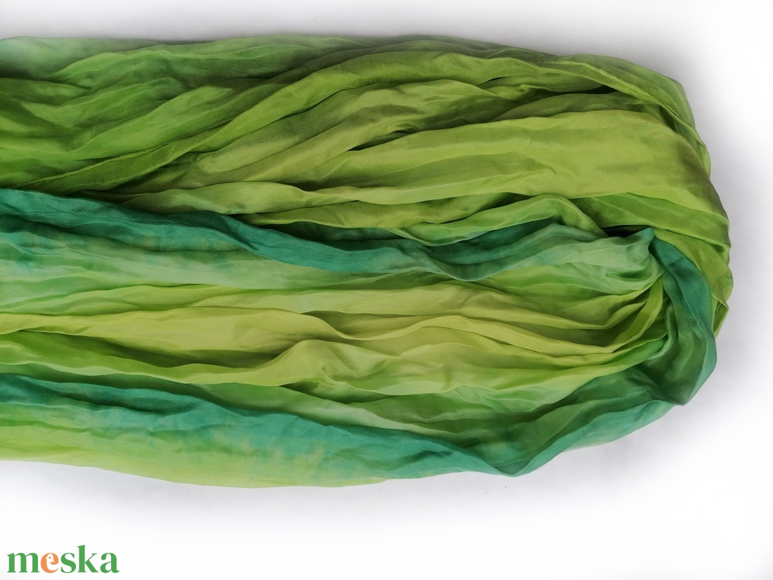 zöld duett selyemsál STÓLA méretben - ruha & divat - sál, sapka, kendő - sál - Meska.hu