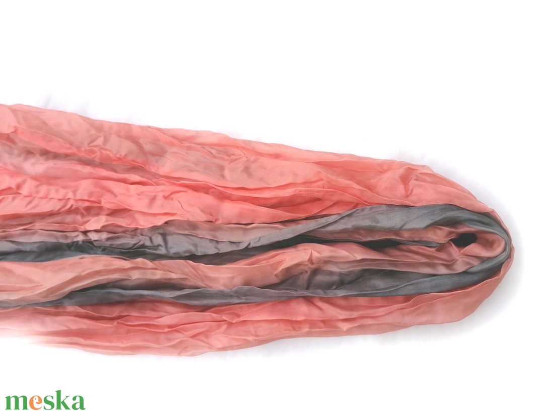 korall, füst selyemsál STÓLA méretben - ruha & divat - sál, sapka, kendő - sál - Meska.hu