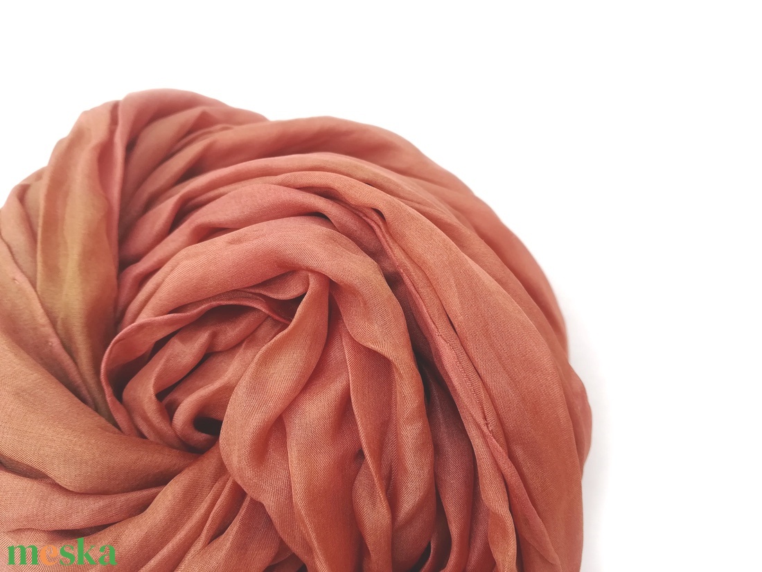 rozsdabarna selyemsál STÓLA méretben - ruha & divat - sál, sapka, kendő - sál - Meska.hu