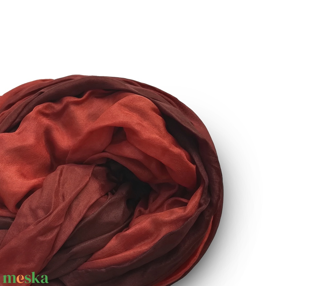 égetett rozsdabarna selyemsál STÓLA méretben - ruha & divat - sál, sapka, kendő - sál - Meska.hu