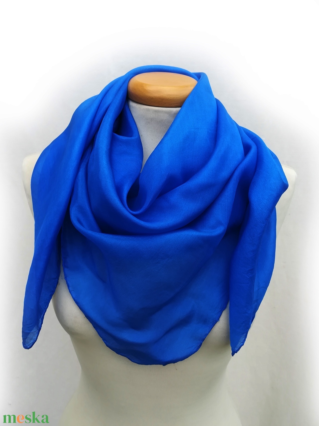 királykék selyemkendő 90x90 - ruha & divat - sál, sapka, kendő - kendő - Meska.hu