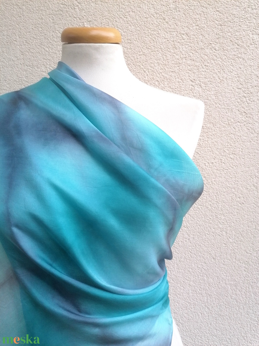 türkiz duó selyemkendő 90x90 - ruha & divat - sál, sapka, kendő - kendő - Meska.hu