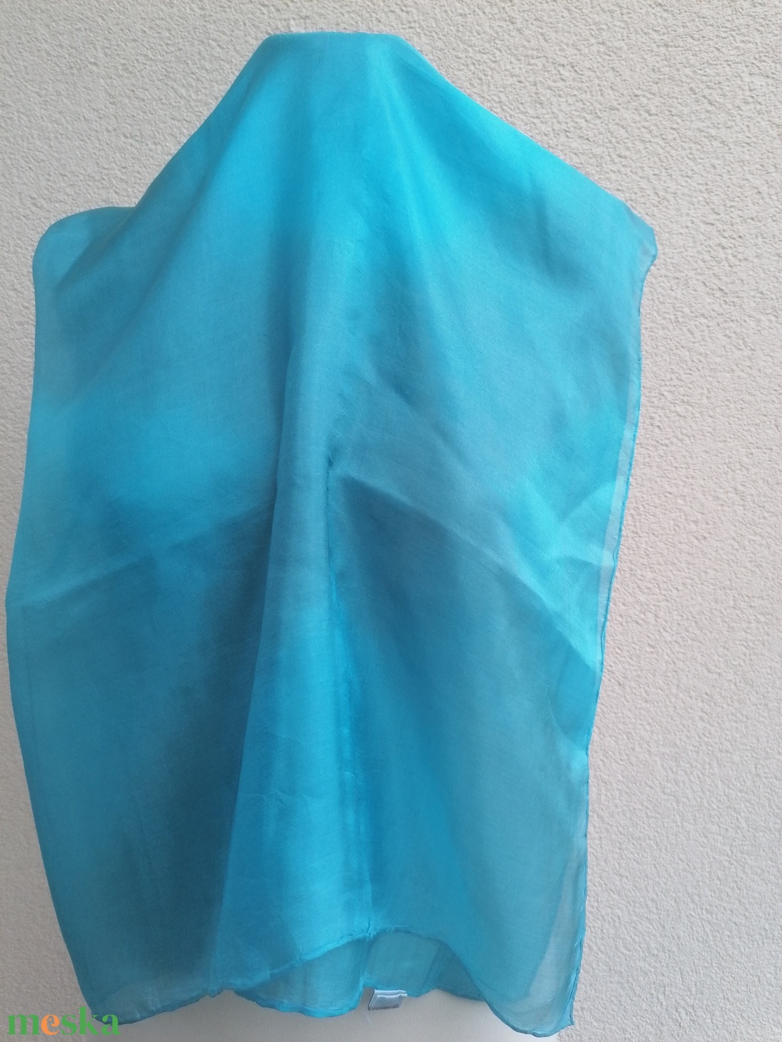 türkiz átmenet selyemkendő 90x90 - ruha & divat - sál, sapka, kendő - kendő - Meska.hu