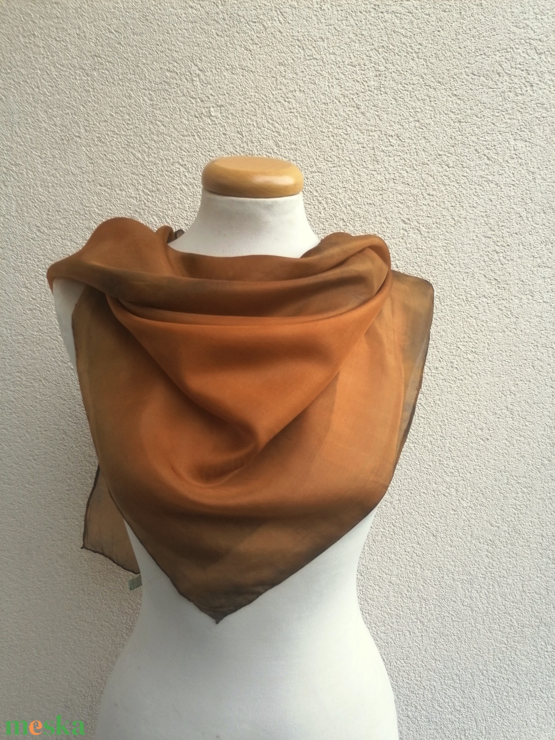 barna átmenet selyemkendő 90x90cm - ruha & divat - sál, sapka, kendő - kendő - Meska.hu