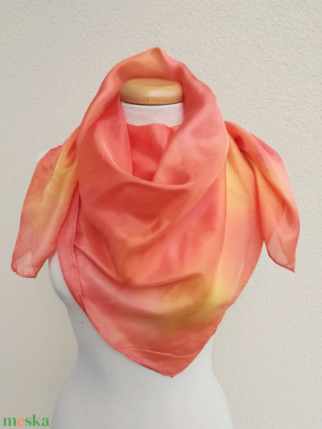 napkelte selyemkendő 90x90 - ruha & divat - sál, sapka, kendő - kendő - Meska.hu