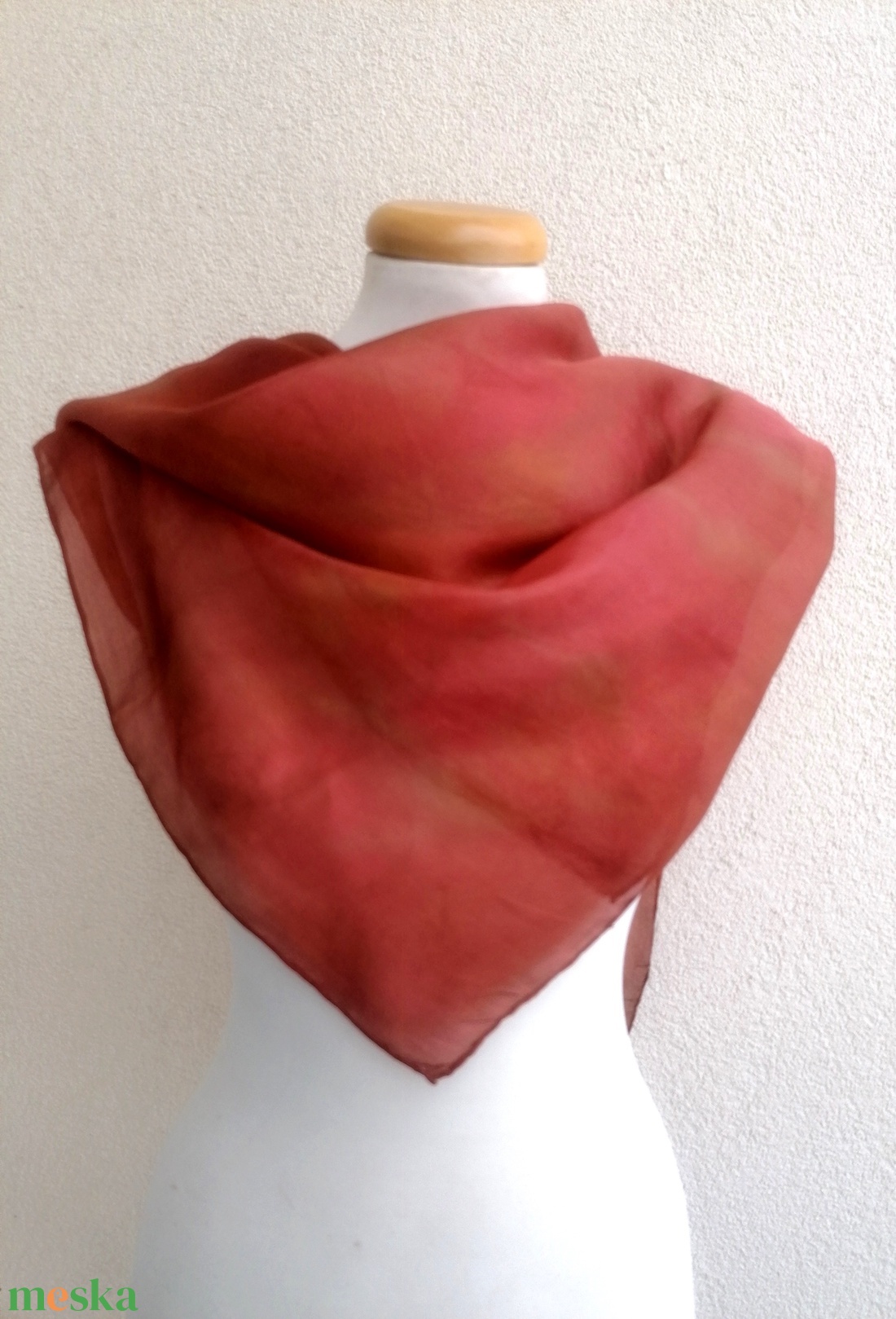 pompeji vörös selyemkendő 90x90cm - ruha & divat - sál, sapka, kendő - kendő - Meska.hu