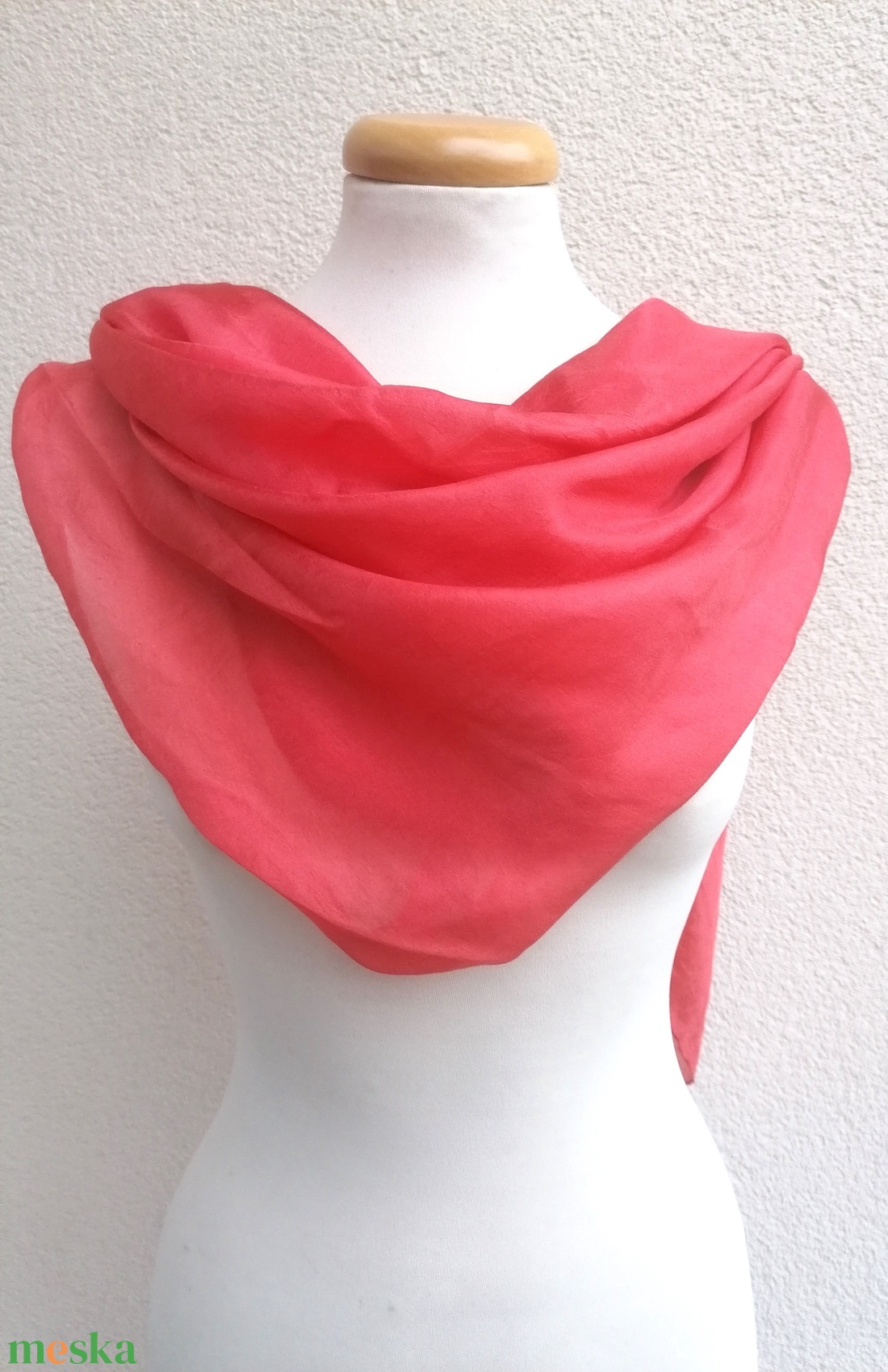 korall selyemkendő 90x90cm - ruha & divat - sál, sapka, kendő - kendő - Meska.hu