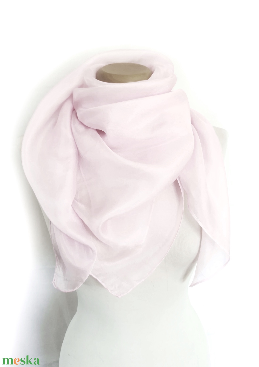 púder rózsa selyemkendő - ruha & divat - sál, sapka, kendő - sál - Meska.hu