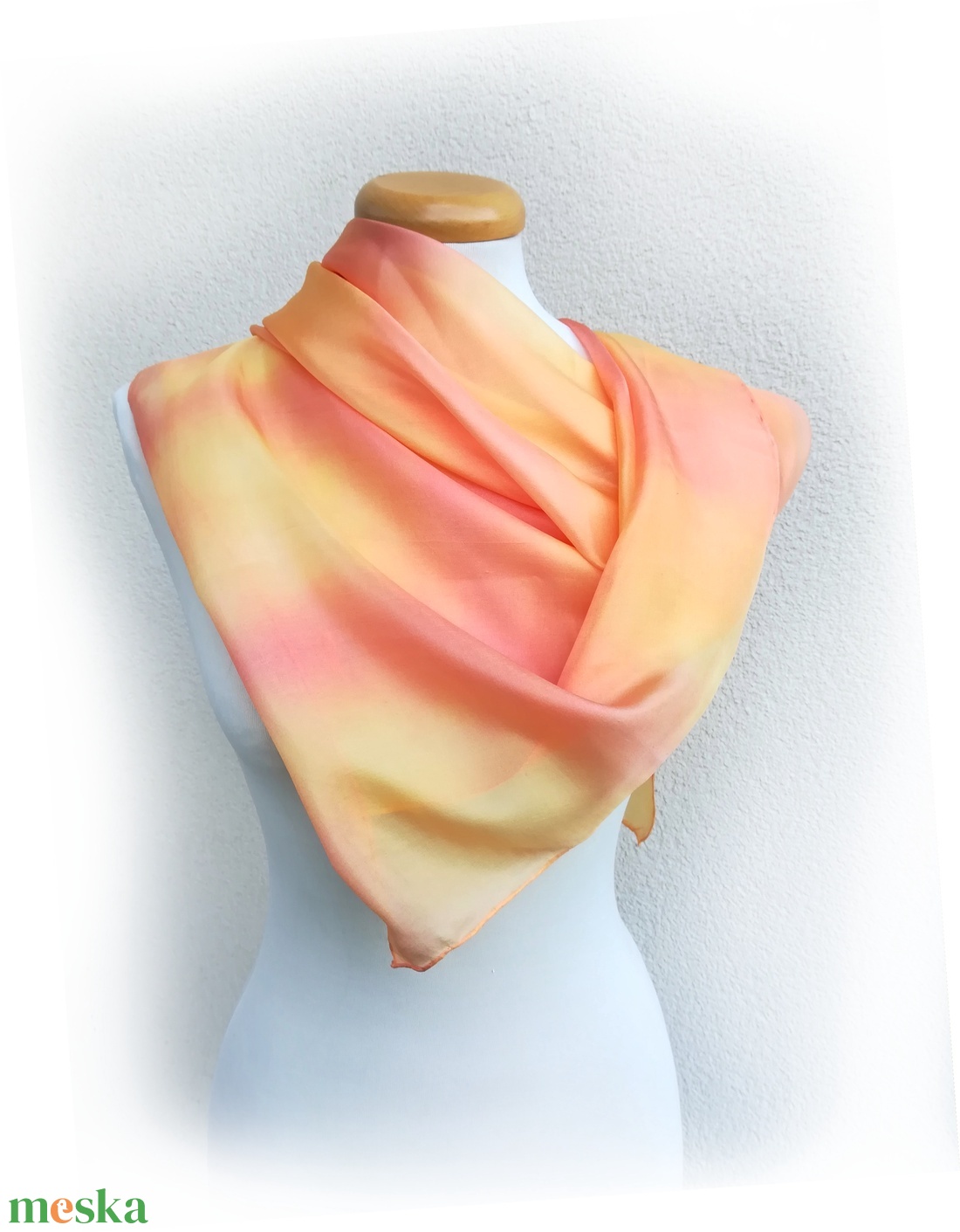 napkelte selyemkendő 90x90 - ruha & divat - sál, sapka, kendő - kendő - Meska.hu