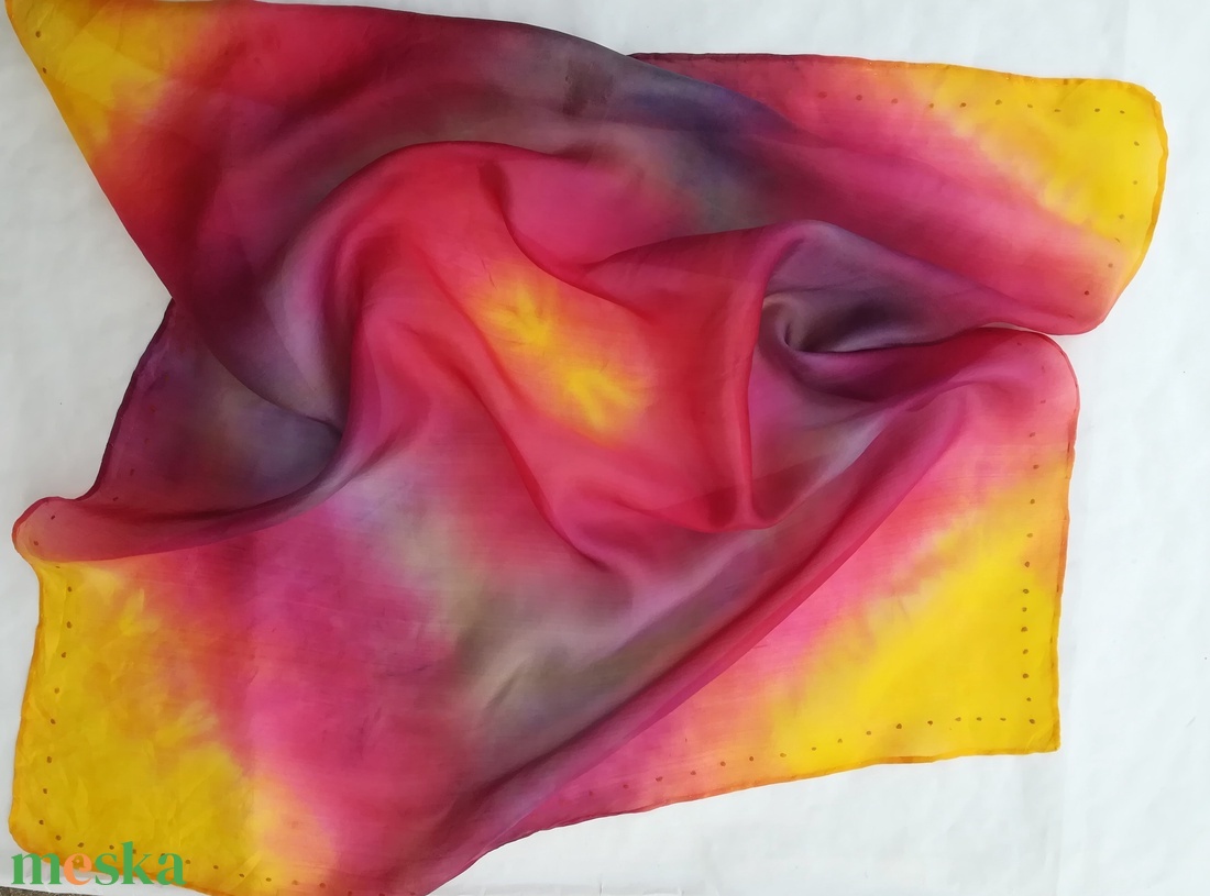 szivárvány kis selyemkendő 55x55cm - ruha & divat - sál, sapka, kendő - kendő - Meska.hu