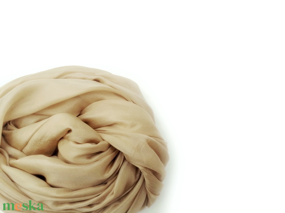 beige selyemsál STÓLA méretben - ruha & divat - sál, sapka, kendő - sál - Meska.hu