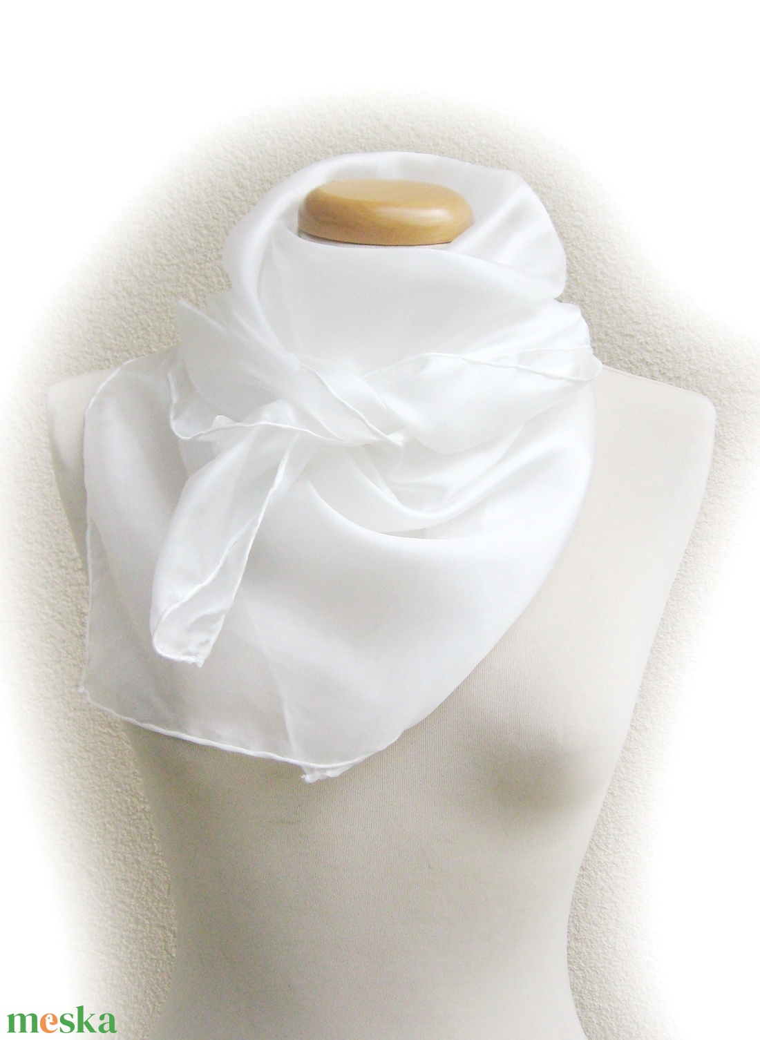 fehér selyemkendő 90x90cm - ruha & divat - sál, sapka, kendő - kendő - Meska.hu