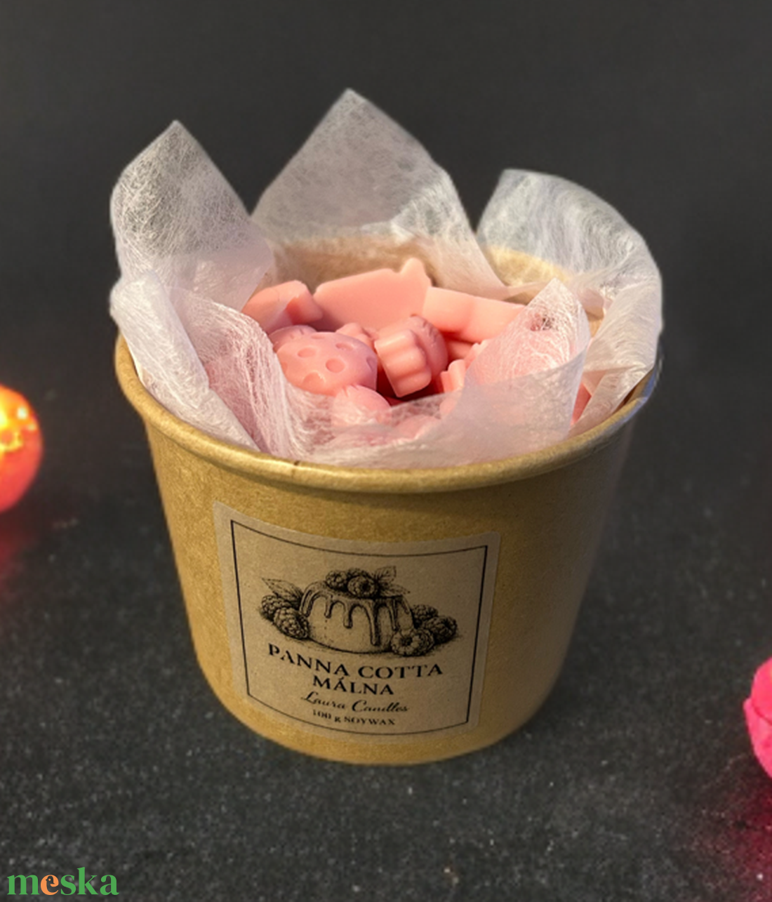 Panna cotta málna illatviasz  - otthon & életmód - gyertya, illat, aroma - illatviasz - Meska.hu