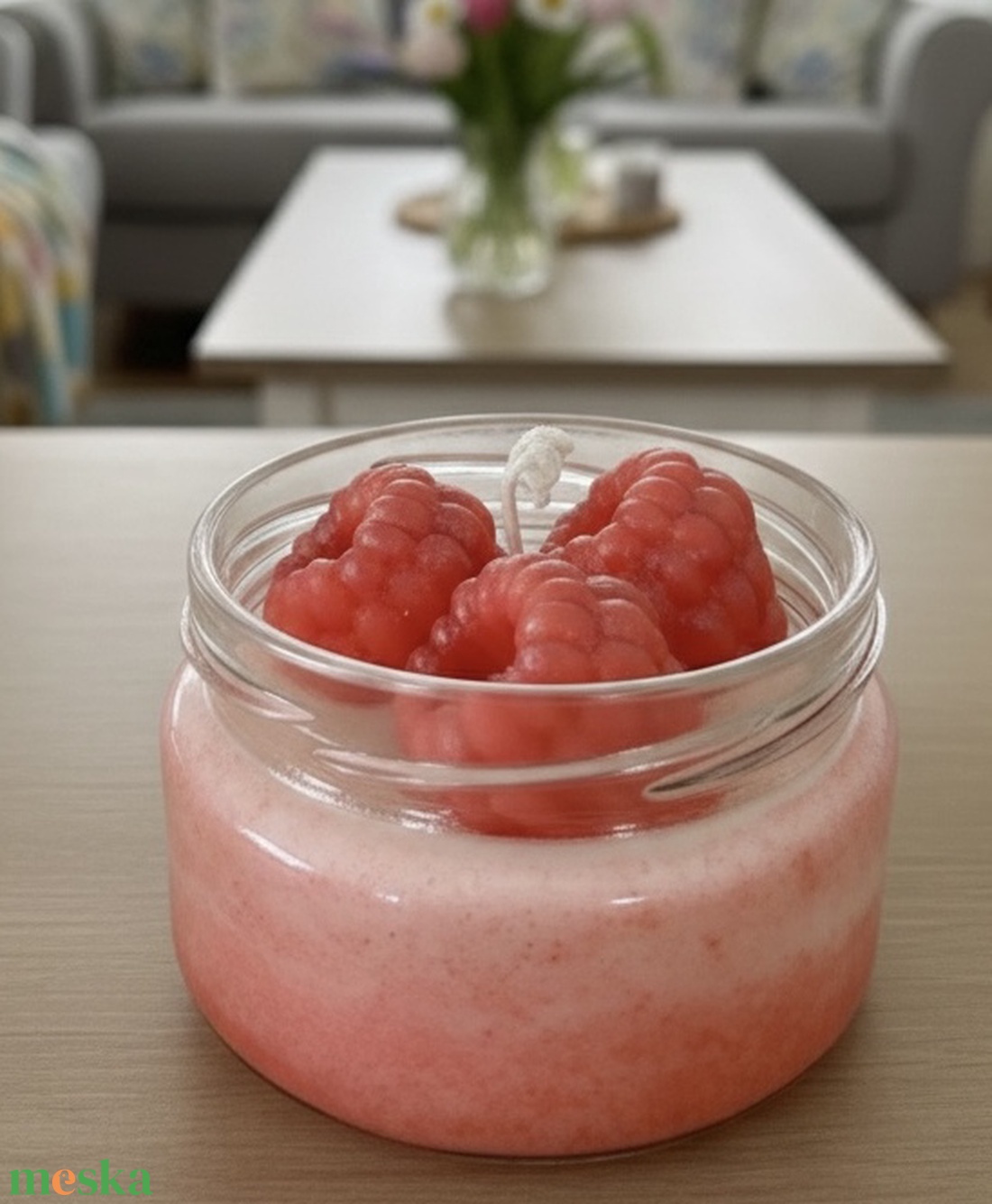 Málna illatú üveg gyertya  - otthon & életmód - gyertya, illat, aroma - gyertya - Meska.hu