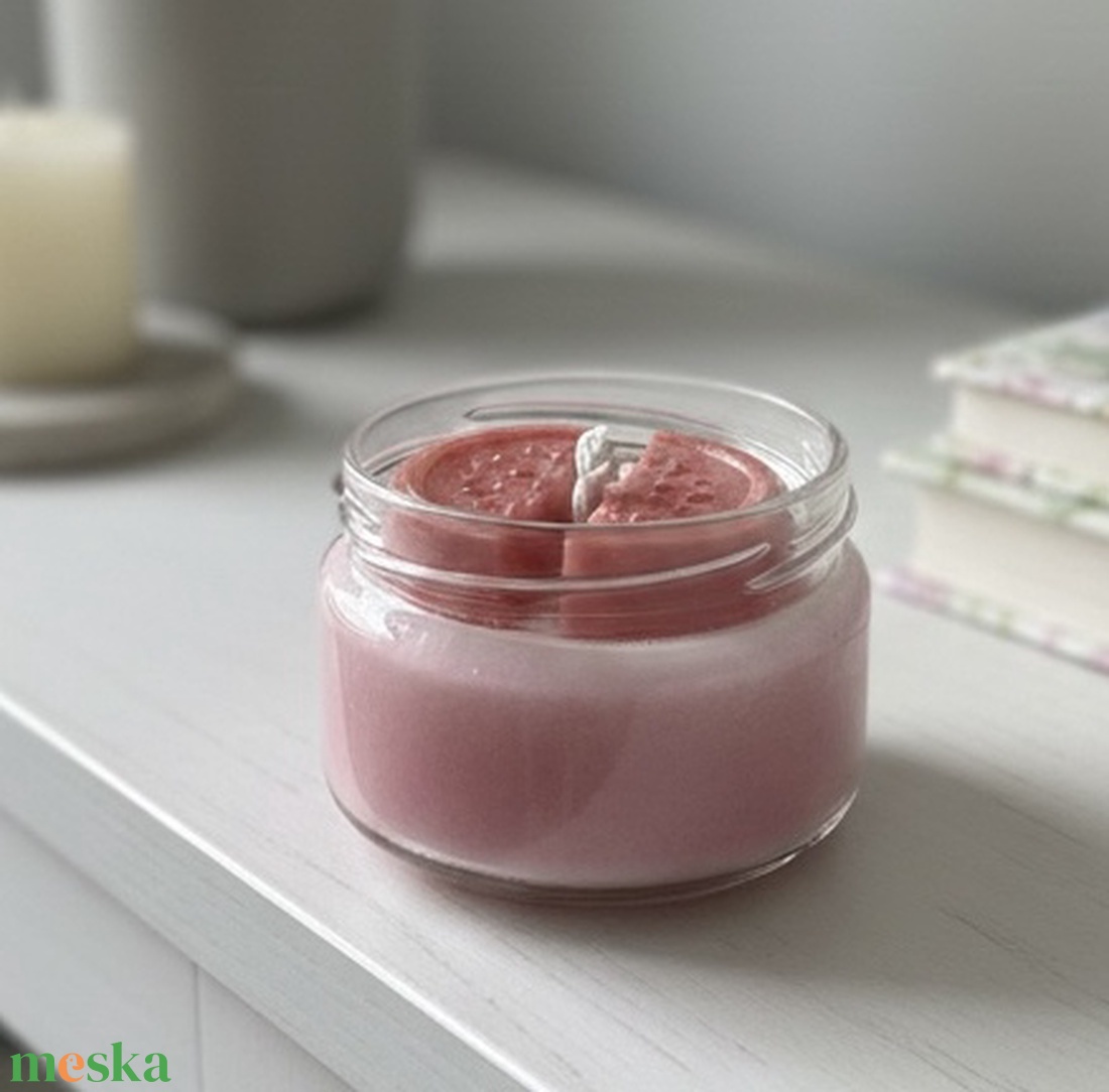 Dinnye illatú üveg gyertya  - otthon & életmód - gyertya, illat, aroma - gyertya - Meska.hu