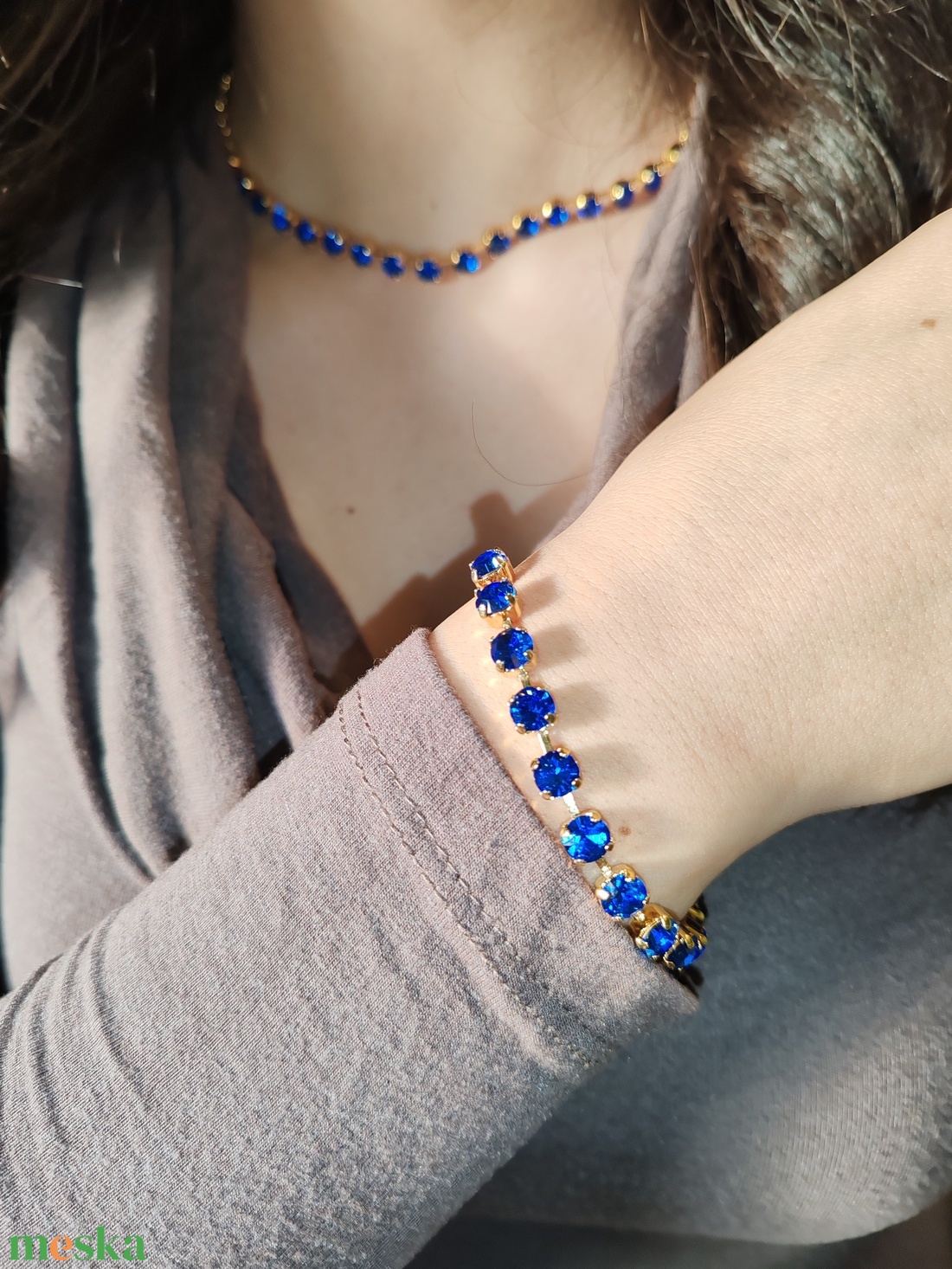 Sapphire kristály karkötő  - ékszer - karkötő - karperec - Meska.hu