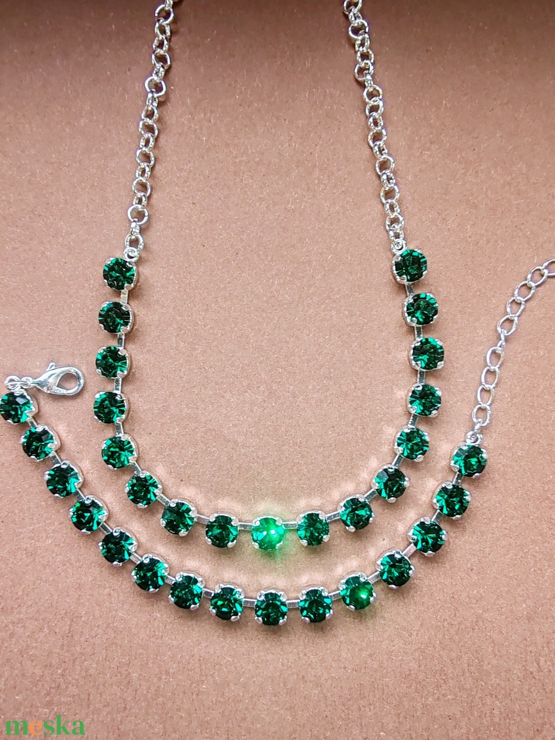 Emerald zöld kristály karkötő - ékszer - karkötő - karperec - Meska.hu Emerald zöld kristály karkötő - ékszer - karkötő - karperec - Meska.hu