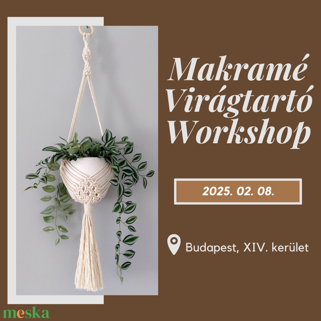 Makramé virágtartó workshop - diy (csináld magad) - workshop & tanfolyam - Meska.hu