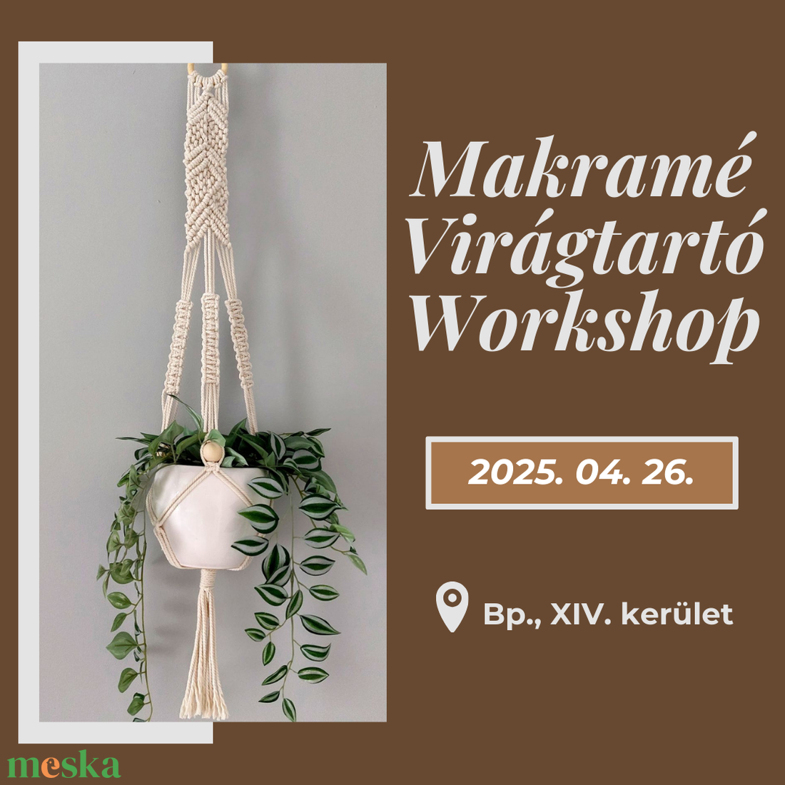Makramé virágtartó workshop 04. 26. - diy (csináld magad) - workshop & tanfolyam - Meska.hu